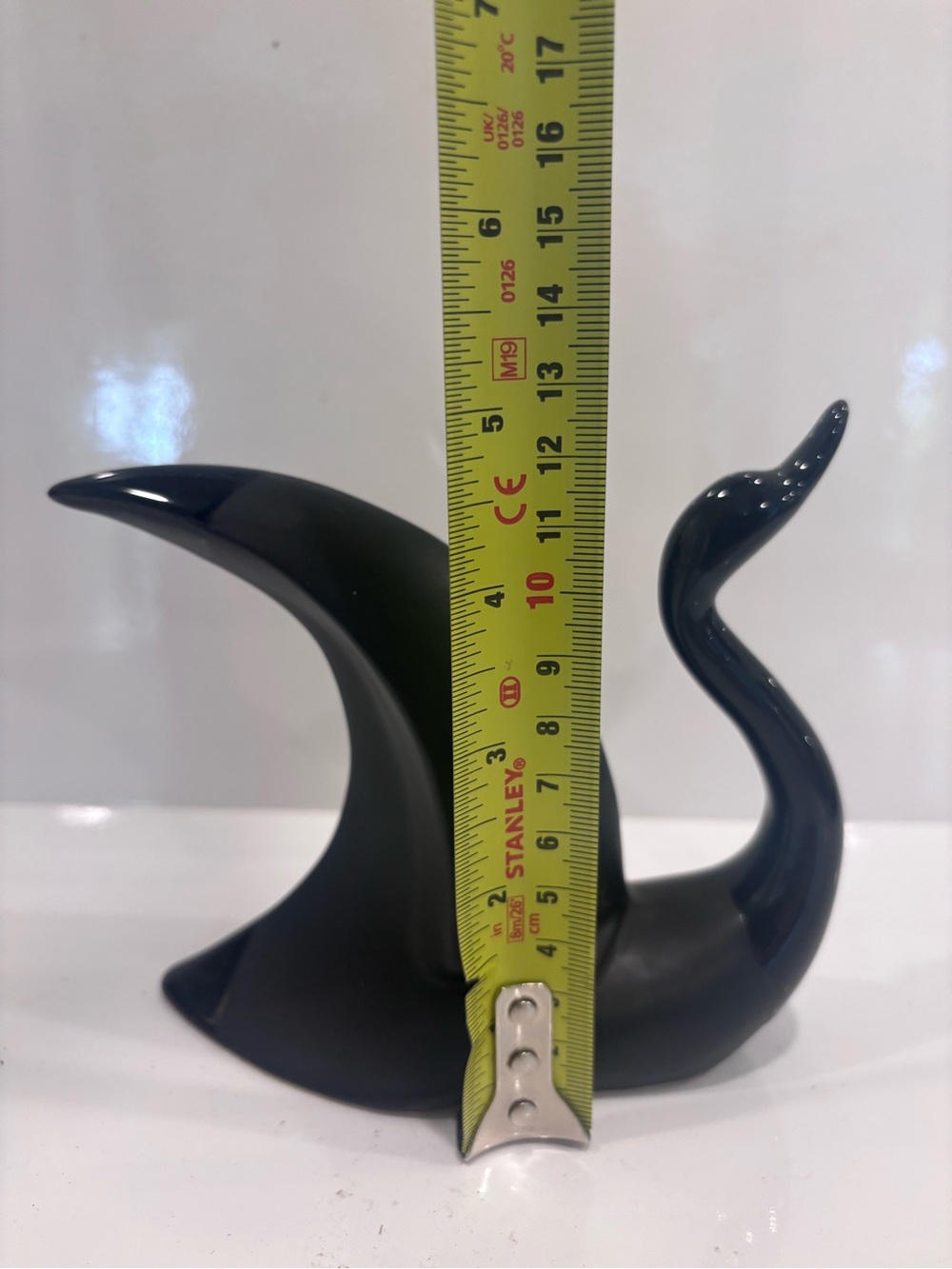 Vintage Mid-Century Modern Abstract Swan Ceramic Sculpture Blue Black MCM Decor - Picture 6 of 7